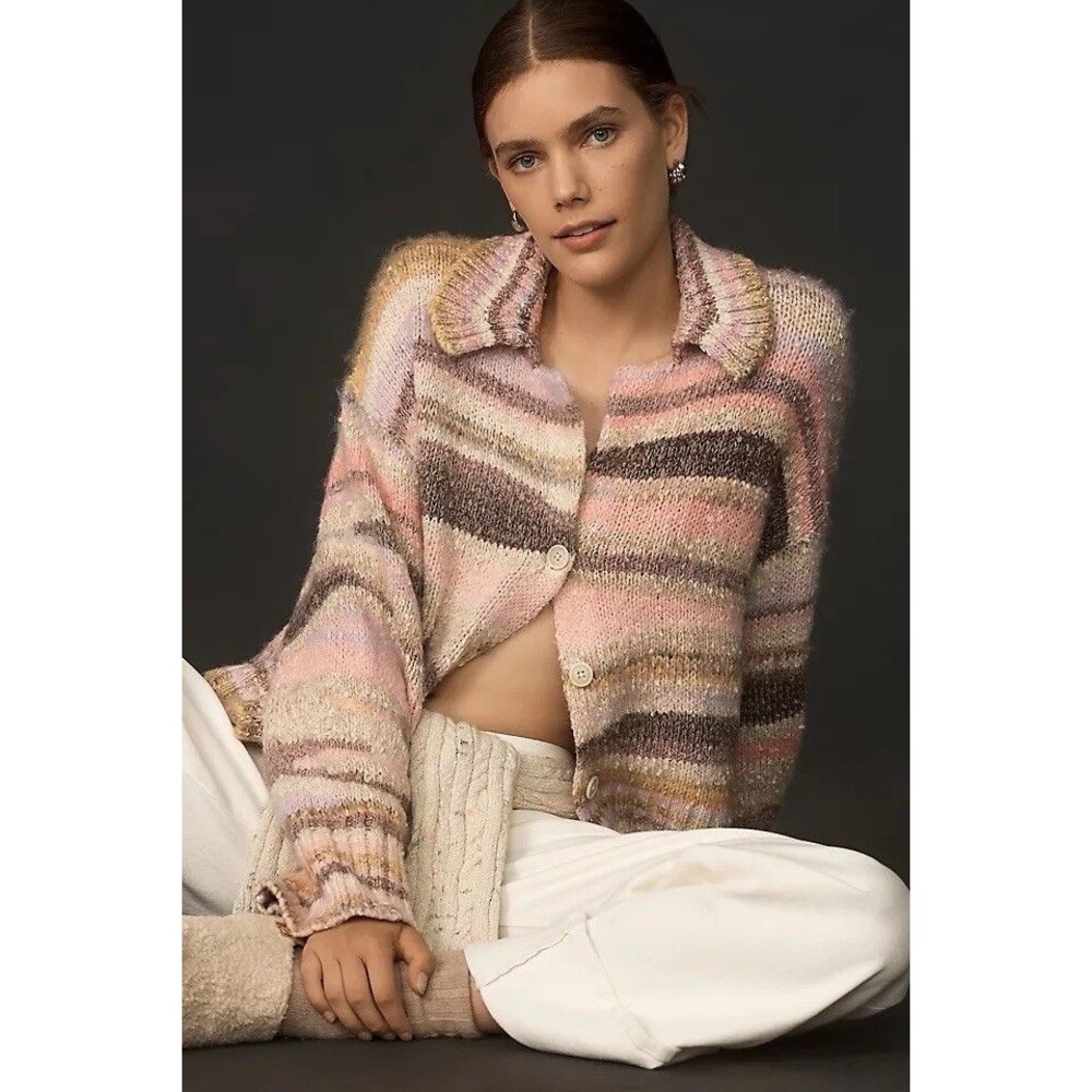 Anthropologie Pilcro Northern Lights Button Front Cardigan Sweater Womens Medium